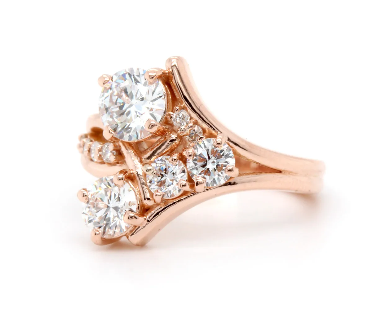 Artistic Asymmetrical Diamond Engagement Ring
