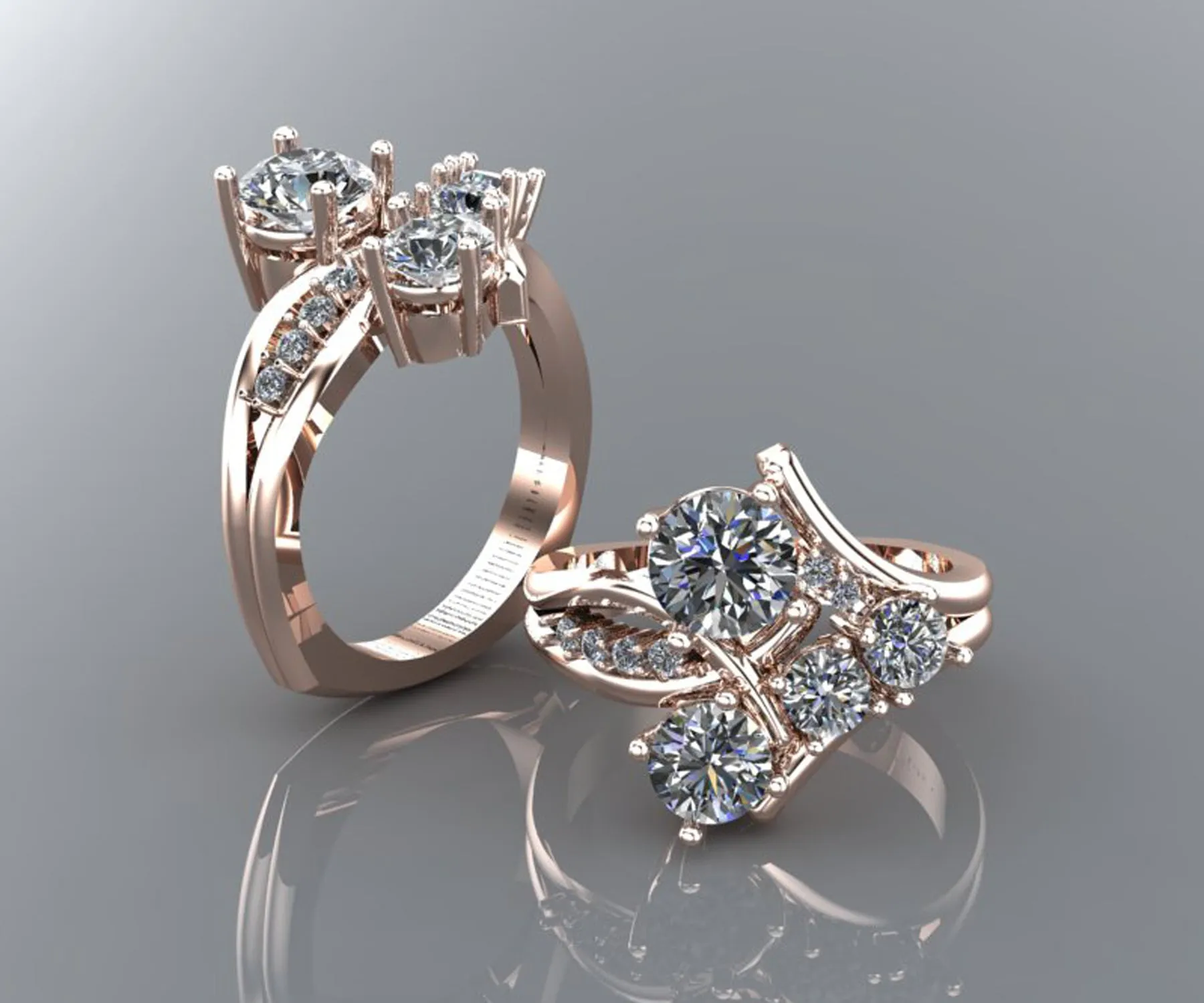 Artistic Asymmetrical Diamond Engagement Ring