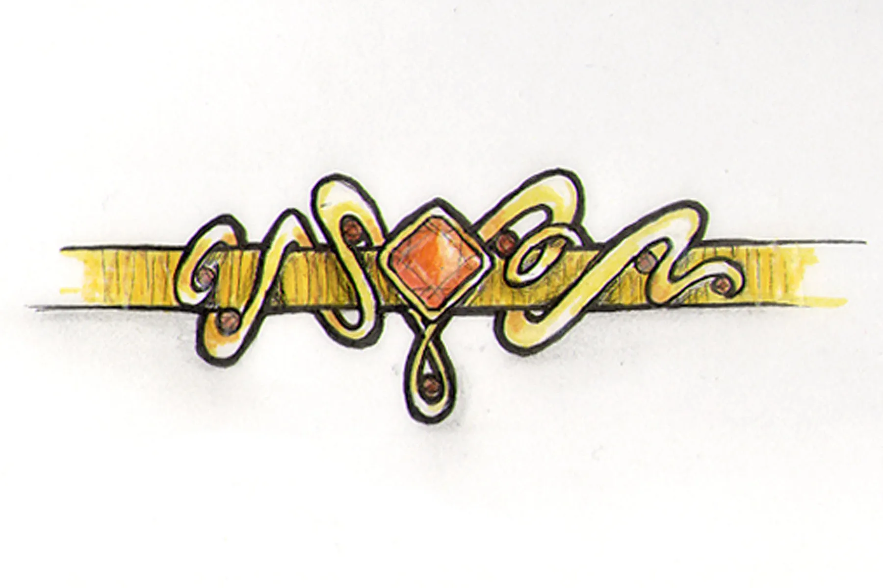 Artistic Orange Sapphire Omega Necklace