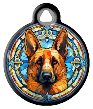 Artistic Stained Glass German Shepherd Pet Tag