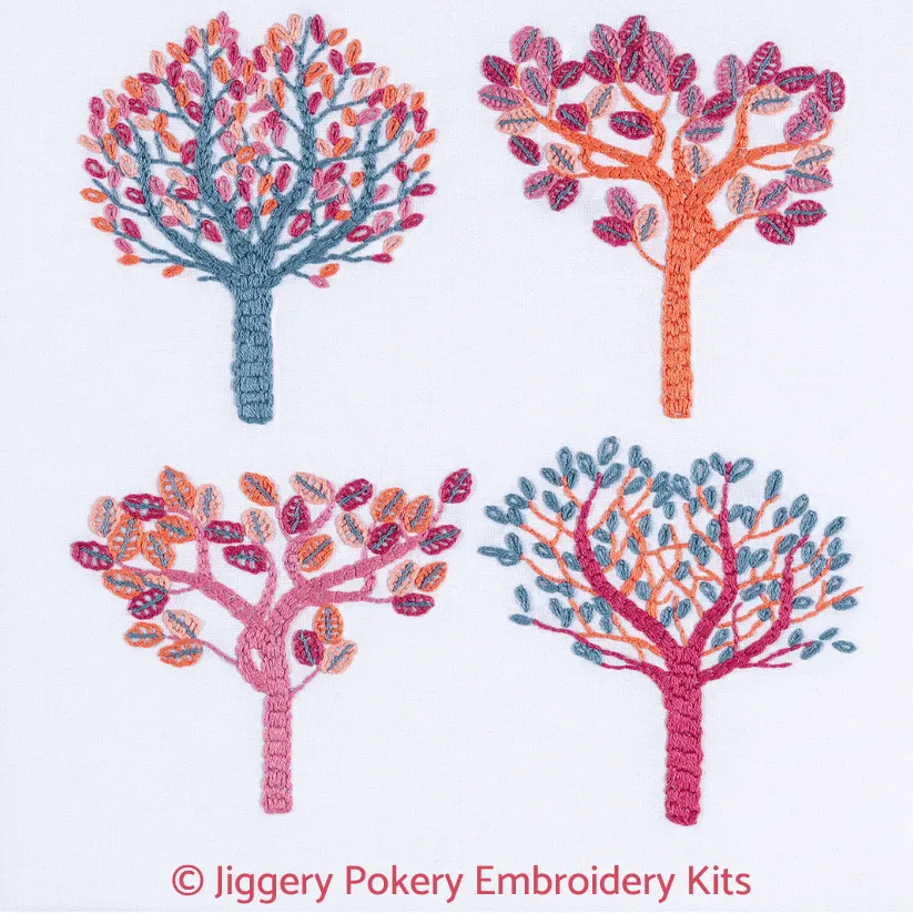 Autumn trees embroidery kit