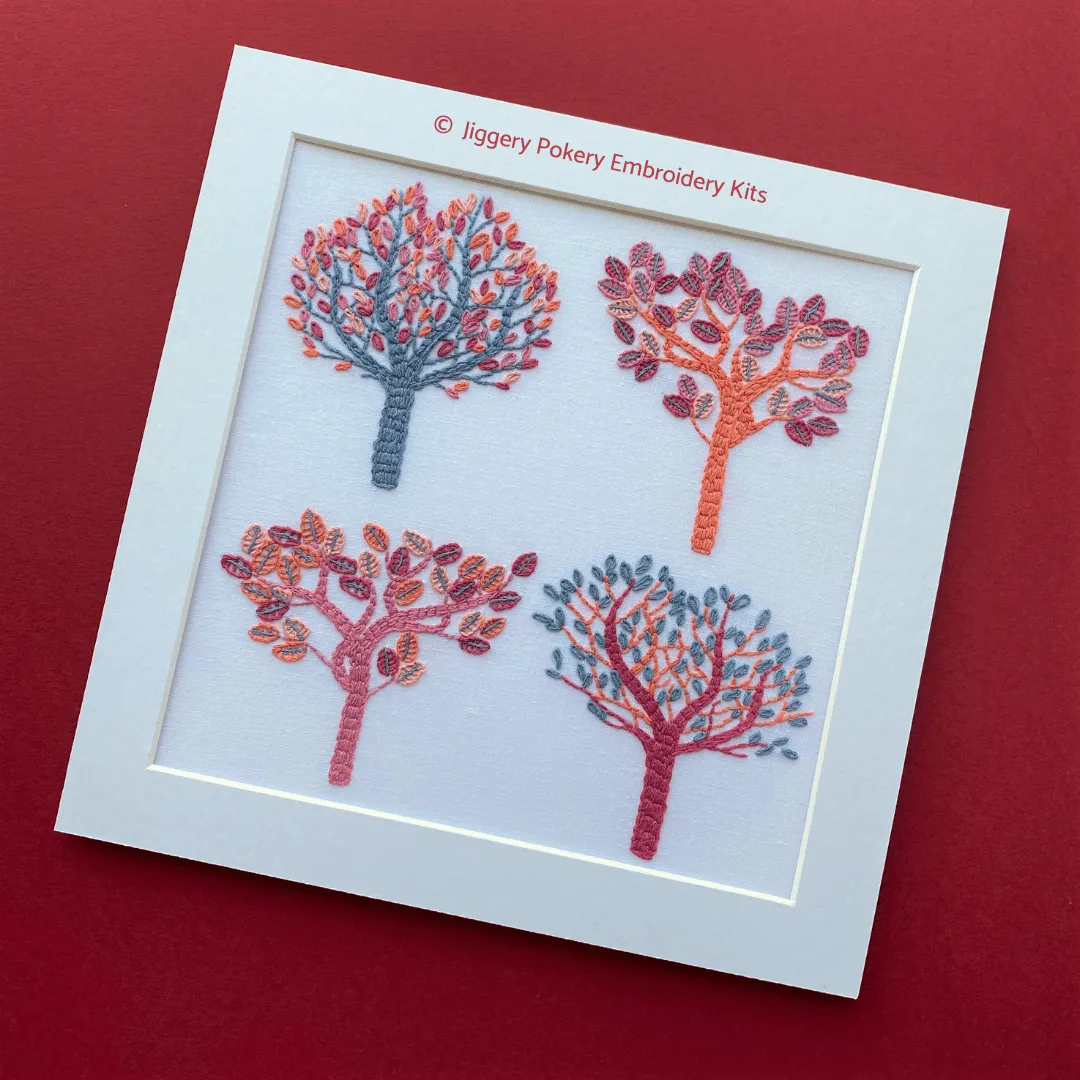 Autumn trees embroidery kit