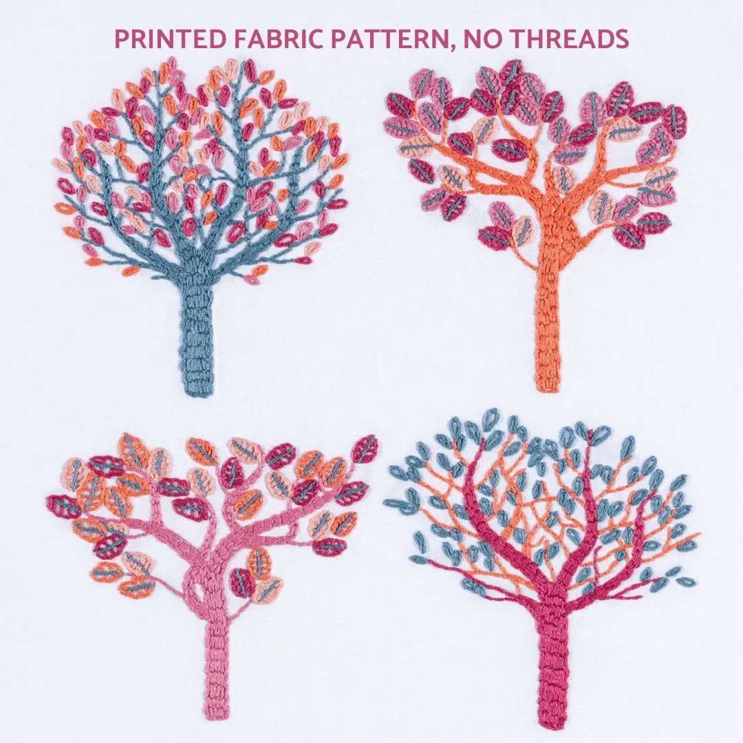 Autumn trees embroidery pattern