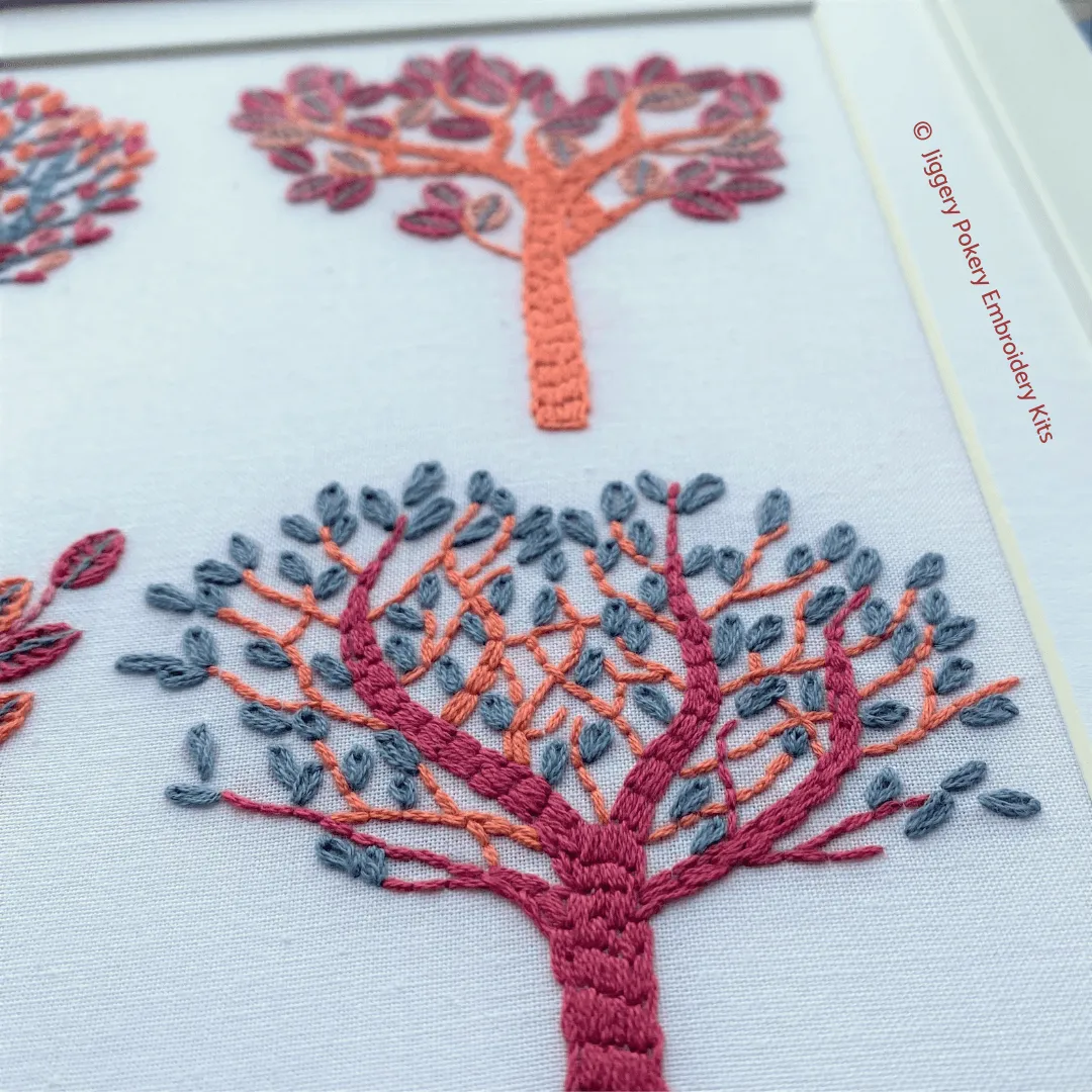 Autumn trees embroidery pattern