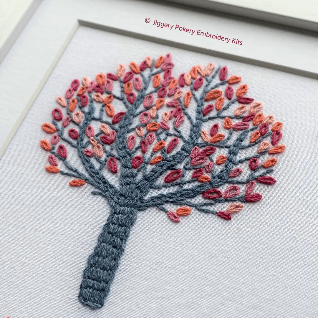 Autumn trees embroidery pattern