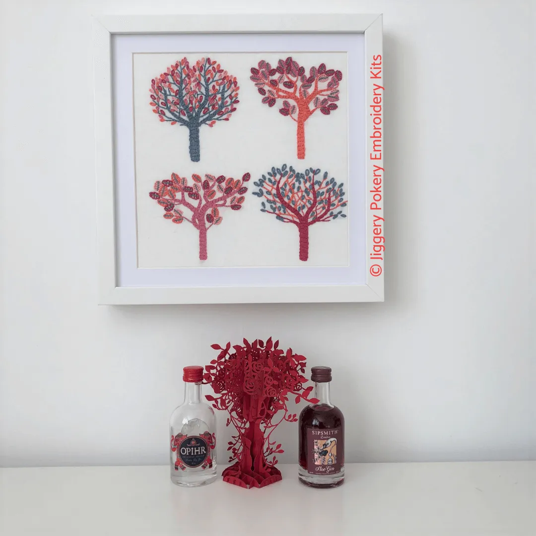 Autumn trees embroidery pattern