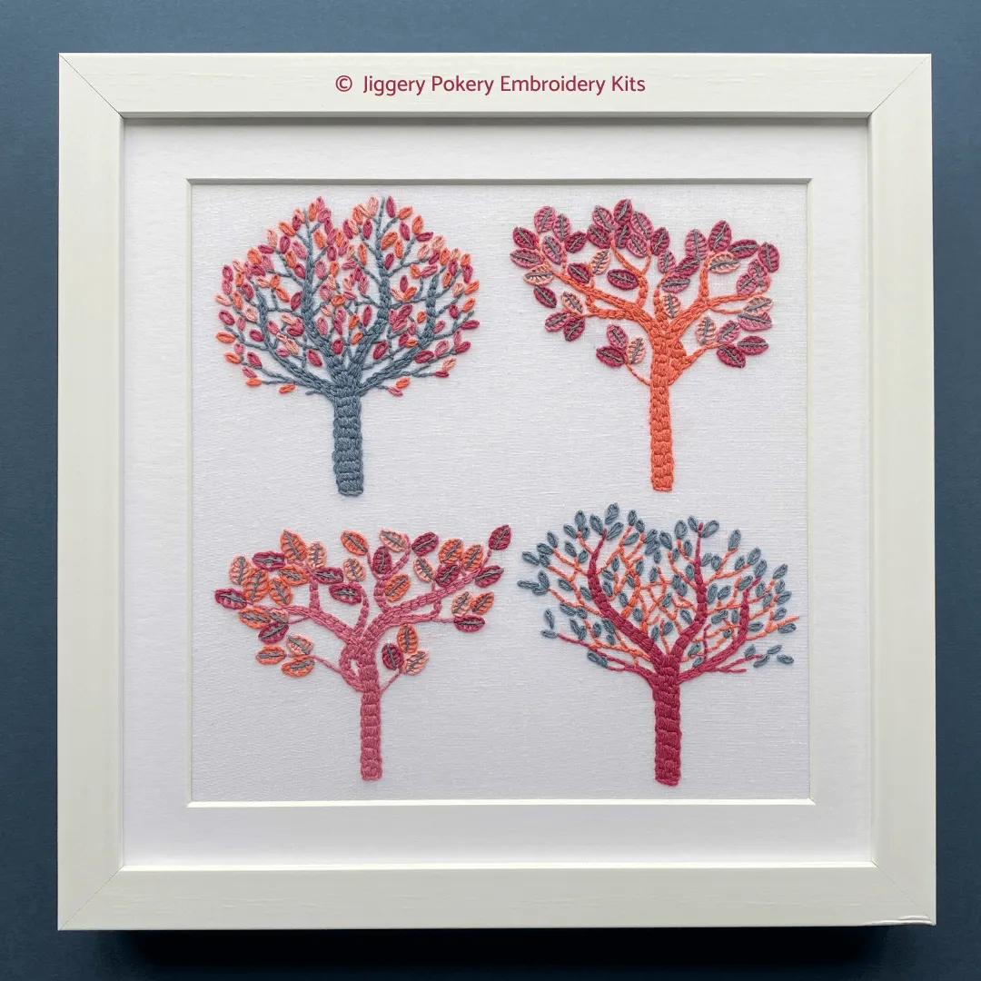 Autumn trees embroidery pattern