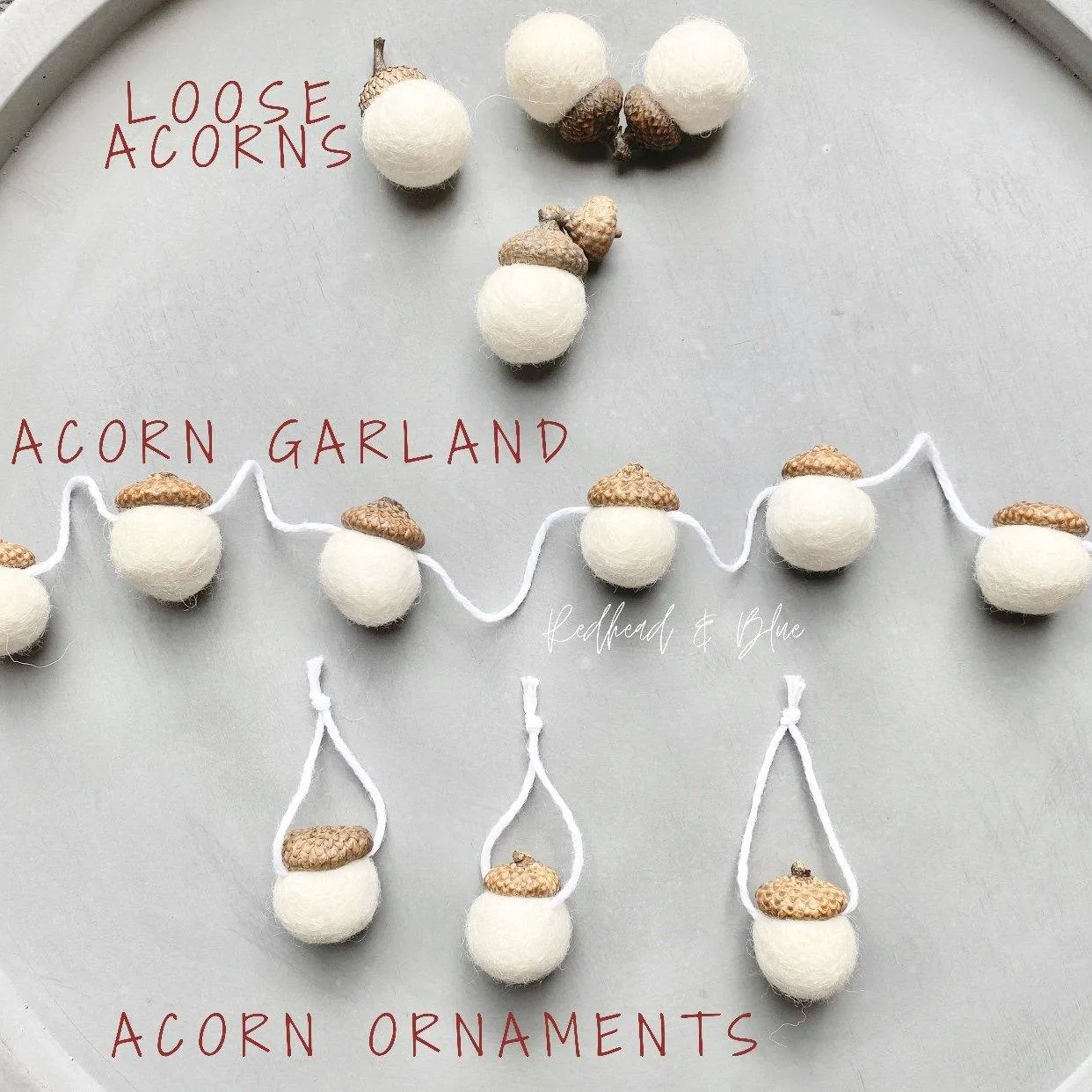 Autumn Wool Acorns