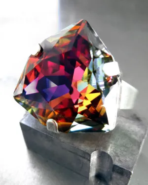 AUTUMN'S KALEIDOSCOPE - Multicolor Ring with Rare Trilliant Crystal