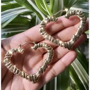 Bamboo Heart Hoops