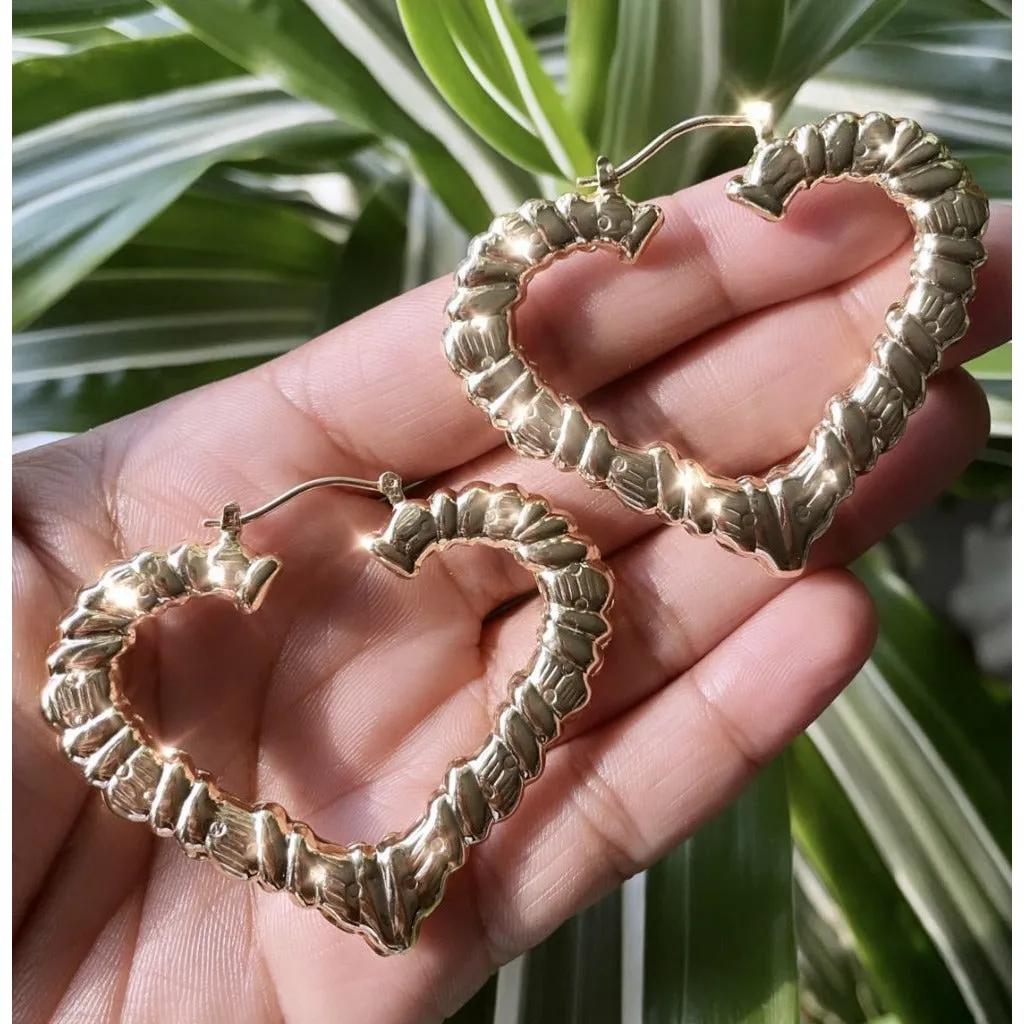 Bamboo Heart Hoops