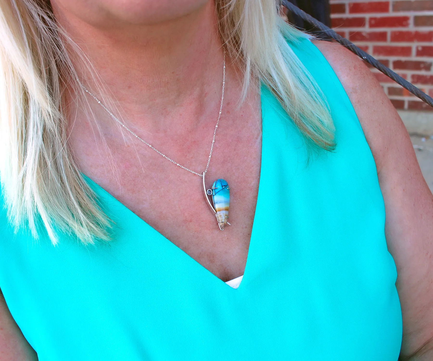 Beach Opal Petrified Wood Artistic Necklace