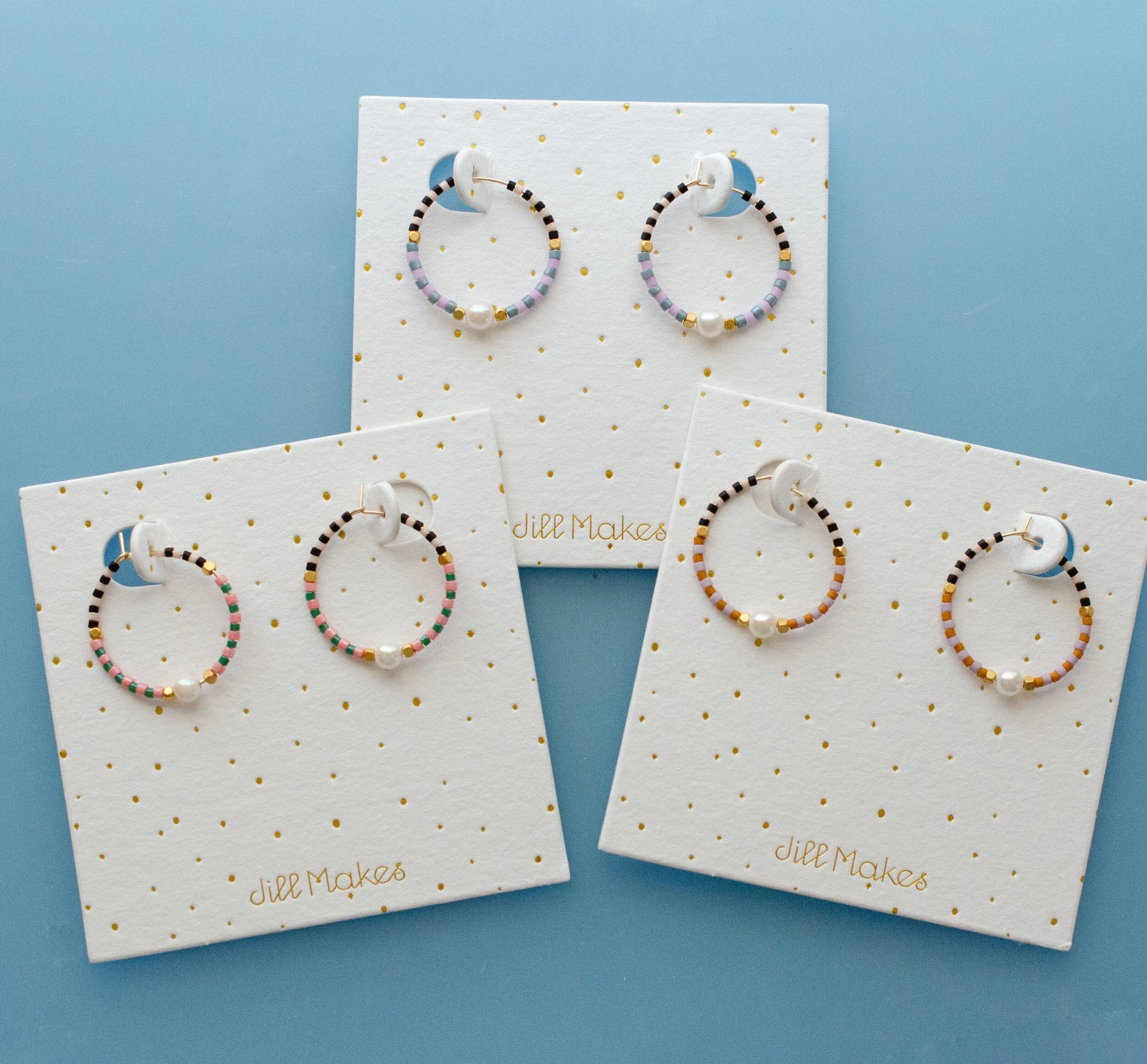 Beaded pearl hoop earrings, gold filled hoops, beaded hoop earrings, lightweight hoops, colorful hoop earrings, pearl hoops, pearl earrings