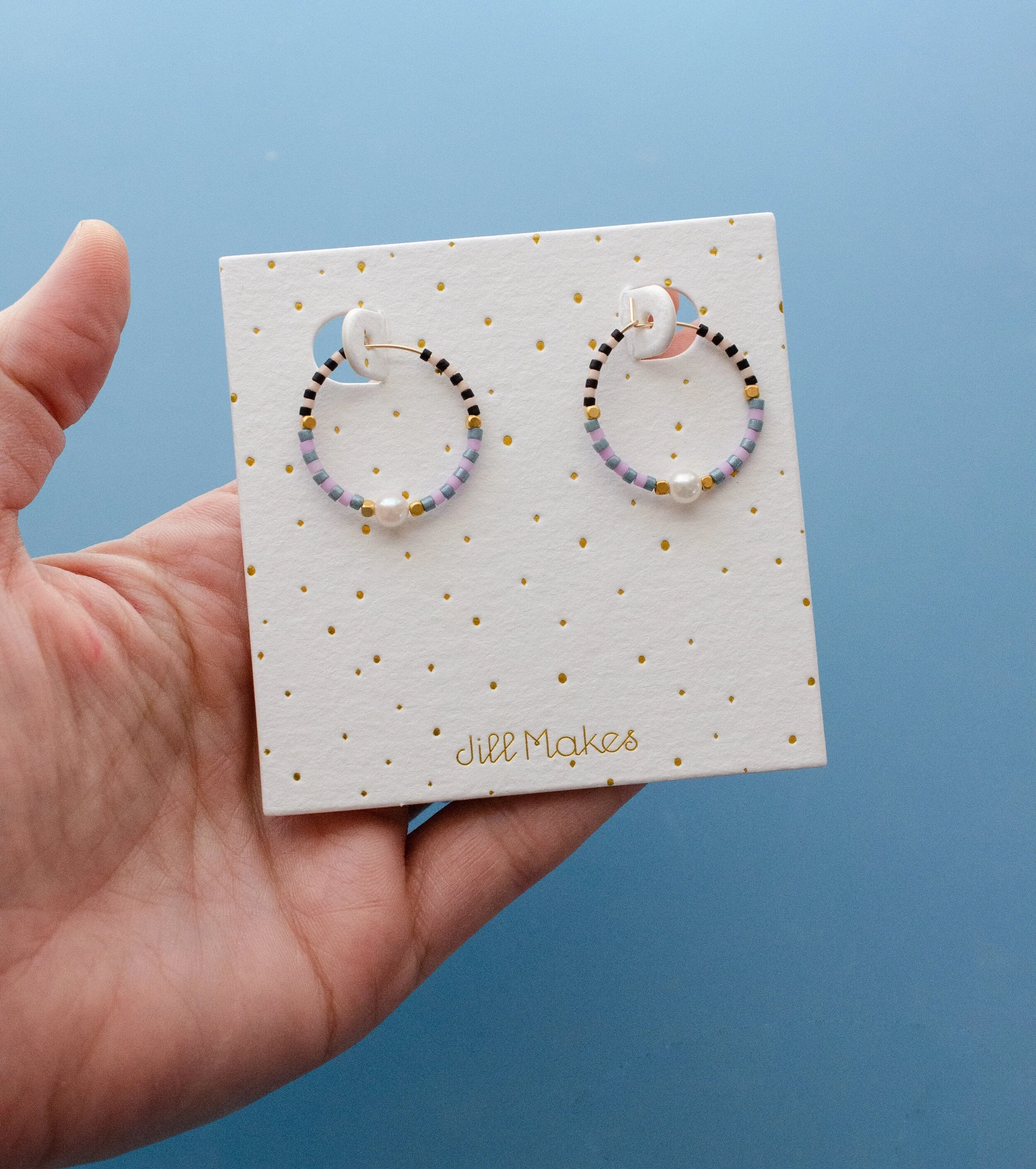 Beaded pearl hoop earrings, gold filled hoops, beaded hoop earrings, lightweight hoops, colorful hoop earrings, pearl hoops, pearl earrings