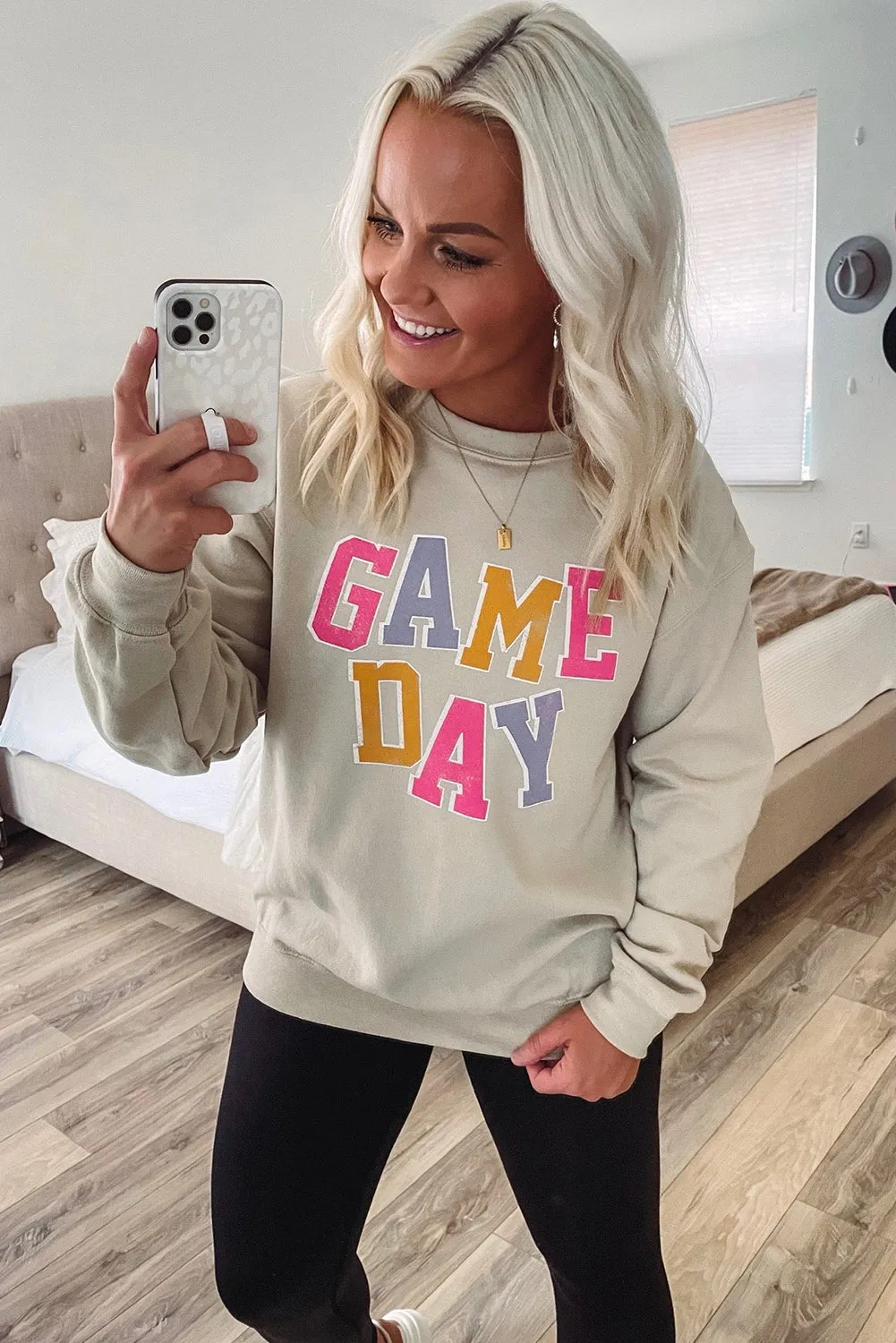 Beige GAME DAY Colorful Monogram Sweatshirt