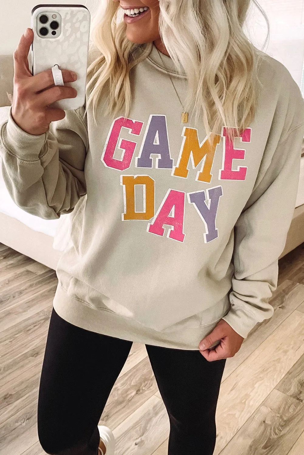 Beige GAME DAY Colorful Monogram Sweatshirt