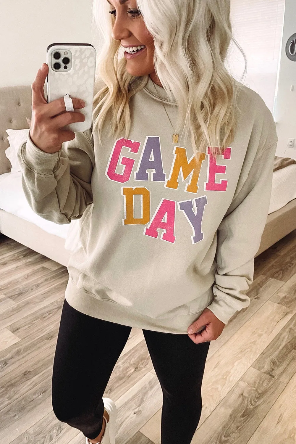 Beige GAME DAY Colorful Monogram Sweatshirt
