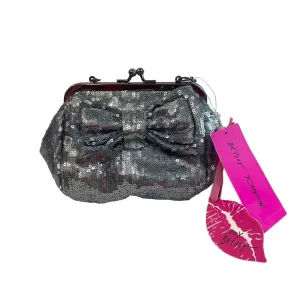 Betsy Johnson Women's Silver Sequins Kiss Lock Bow Mini Purse Sz S - NWT