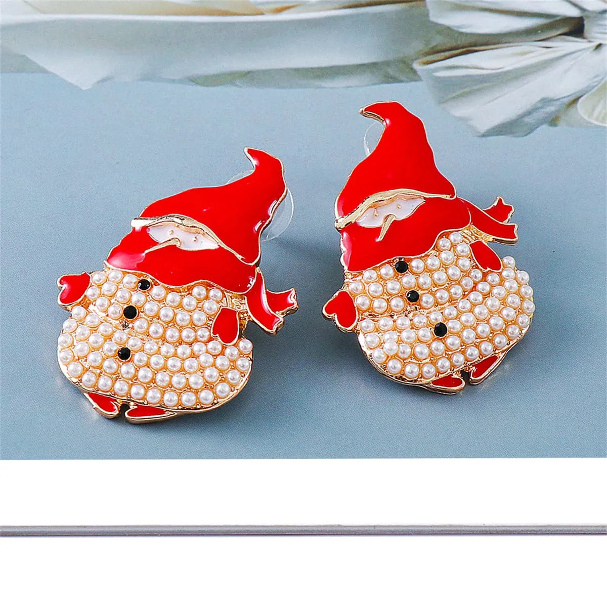 Black Cubic Zirconia & Pearl 18K Gold-Plated Snowman Stud Earrings