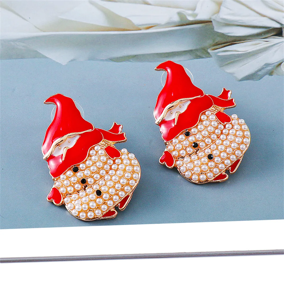 Black Cubic Zirconia & Pearl 18K Gold-Plated Snowman Stud Earrings