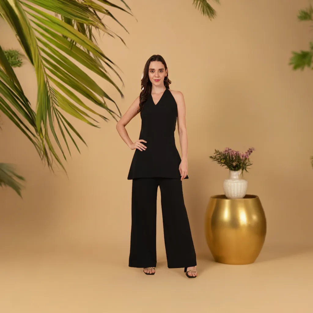 Black Halter Neck Co-ord Set
