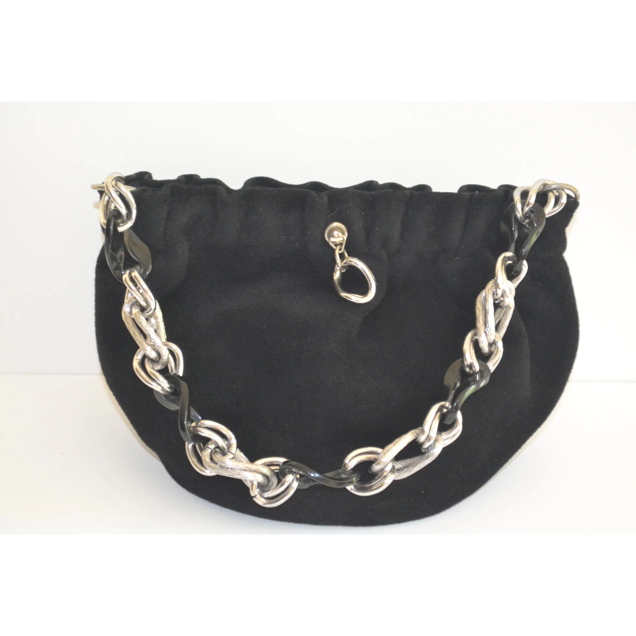 Black Velvet Chain Purse By Morris Moskowitz