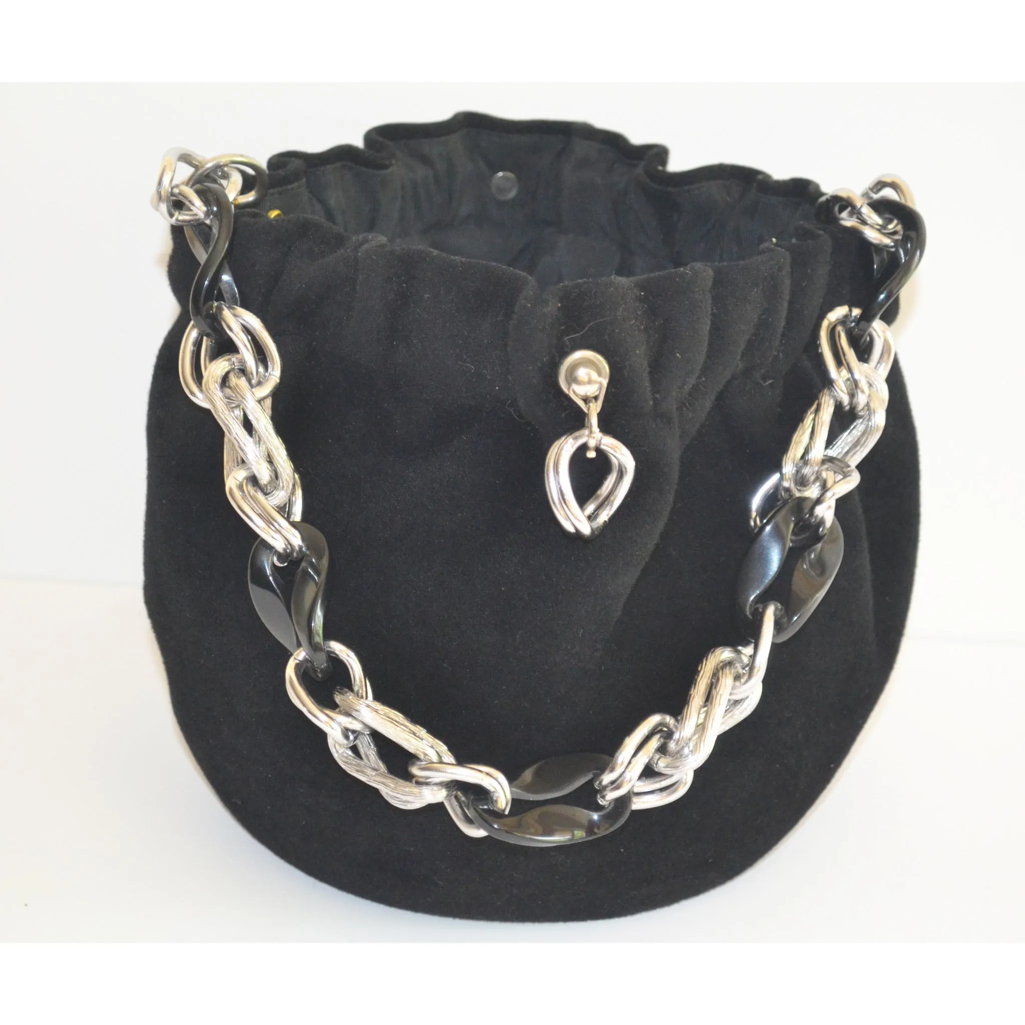 Black Velvet Chain Purse By Morris Moskowitz