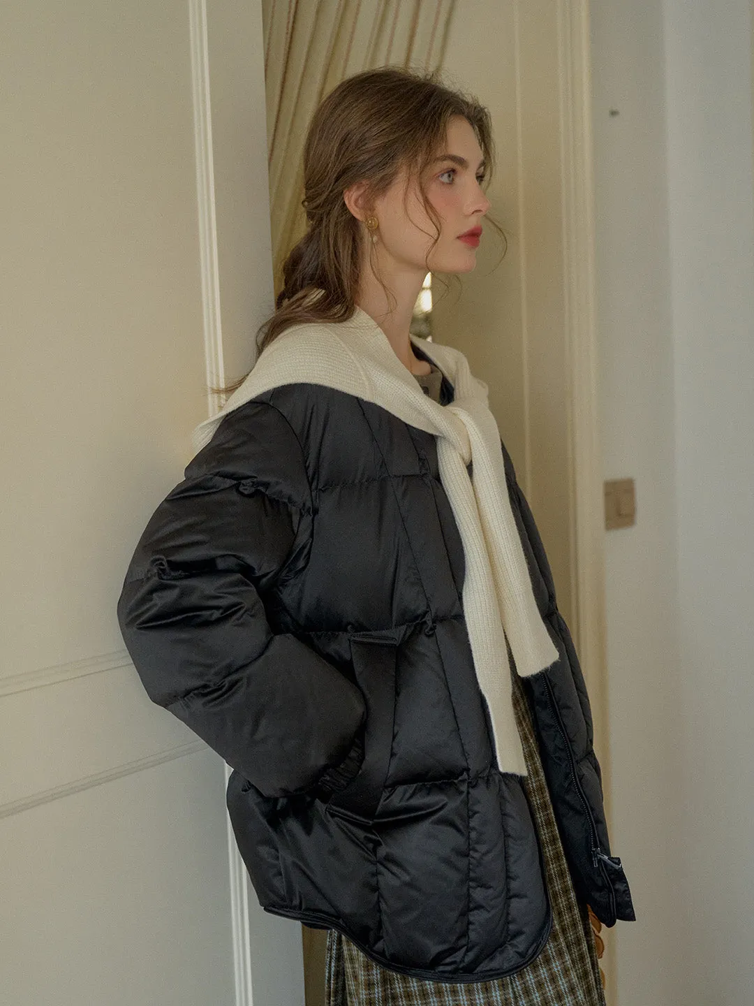Blake Winter Detachable Knitted Collar Pocket Down Jacket - Black