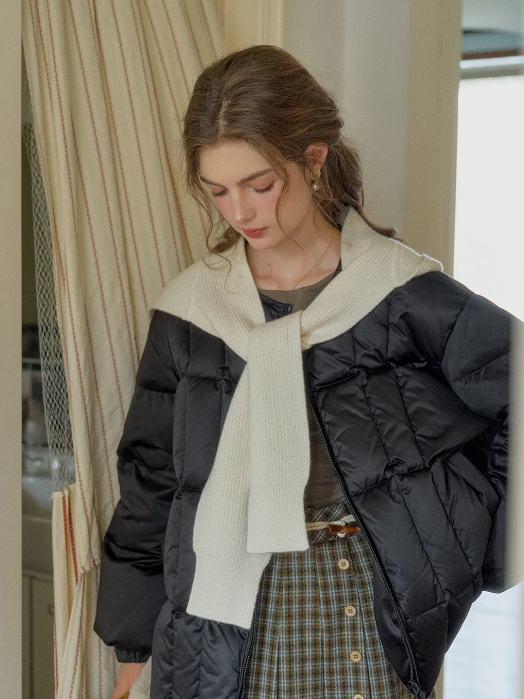 Blake Winter Detachable Knitted Collar Pocket Down Jacket - Black