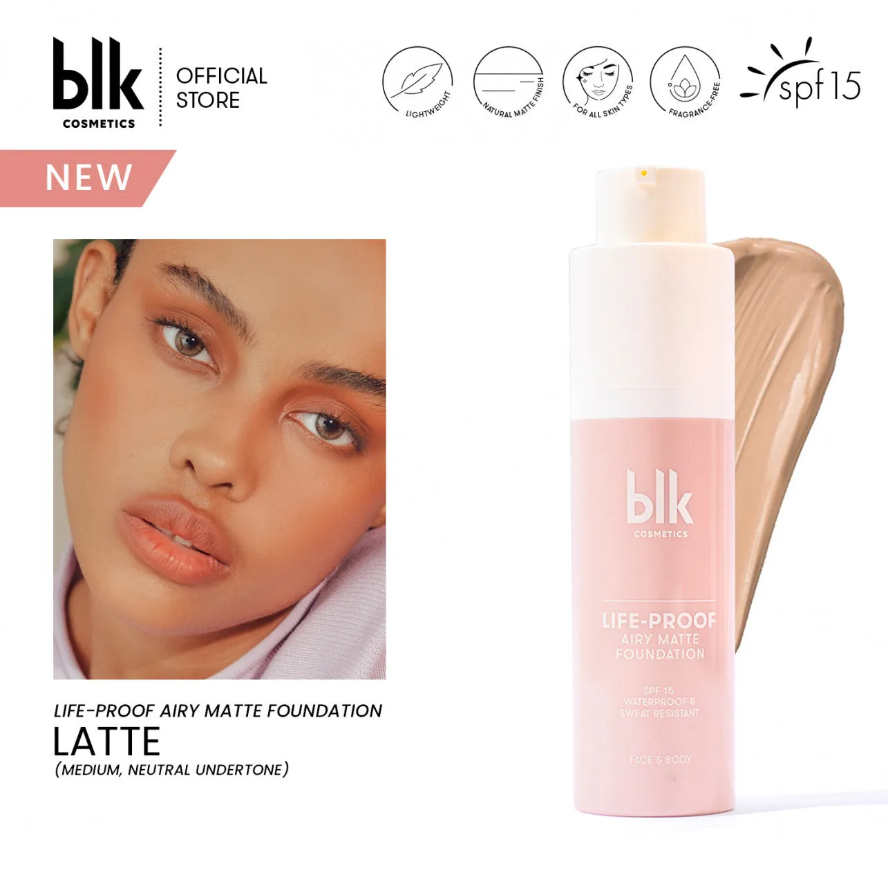 blk cosmetics Life-Proof Airy Matte Foundation Latte