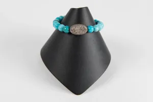 Blue agate with pave diamond bead