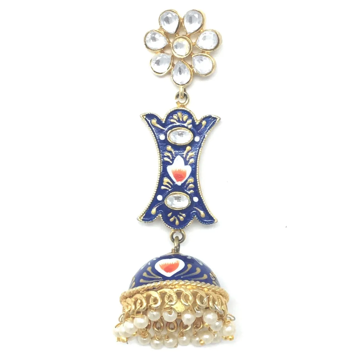 Blue Artistic Meenakari Jhumka Earrings