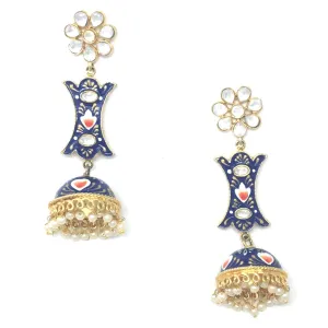 Blue Artistic Meenakari Jhumka Earrings
