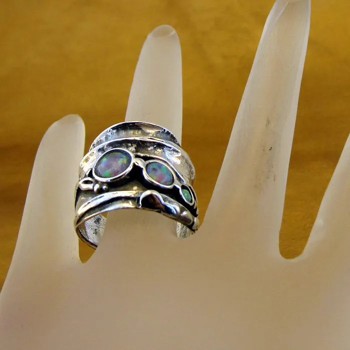 Blue Opal Ring 925 Sterling Silver 7,8,9,10 Handmade Hadar Designers  (H)