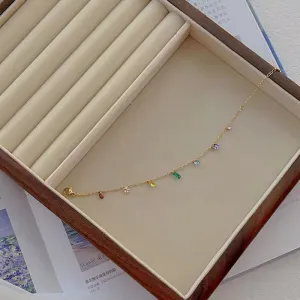 Bohemia Colorful Stainless Steel Cubic Zircon Bracelet Necklace Jewelry Set