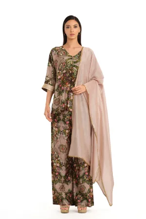 Botanial print short tunic set