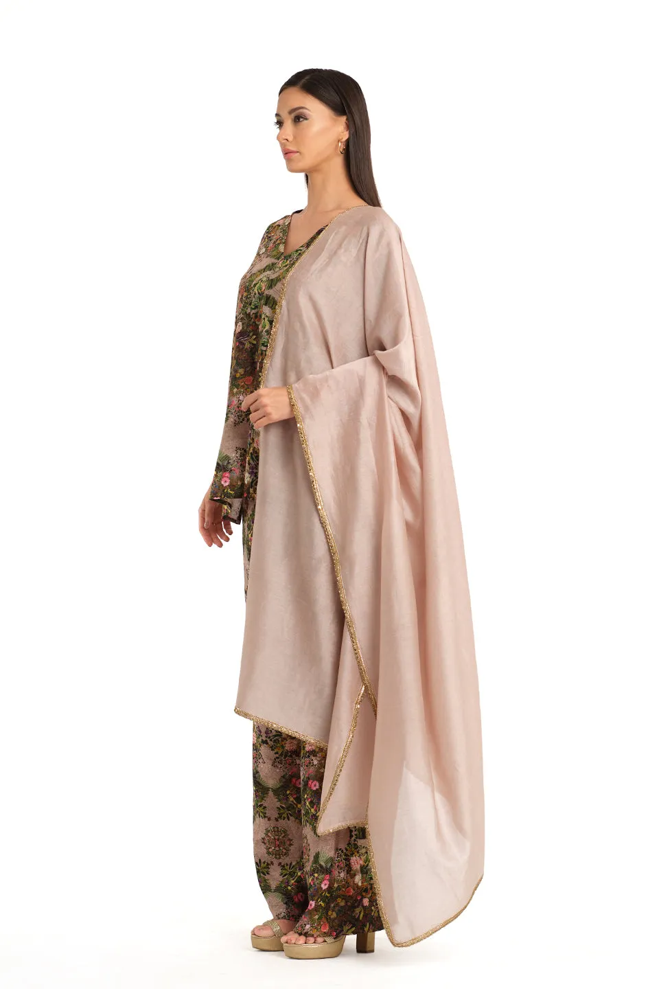 Botanial print short tunic set