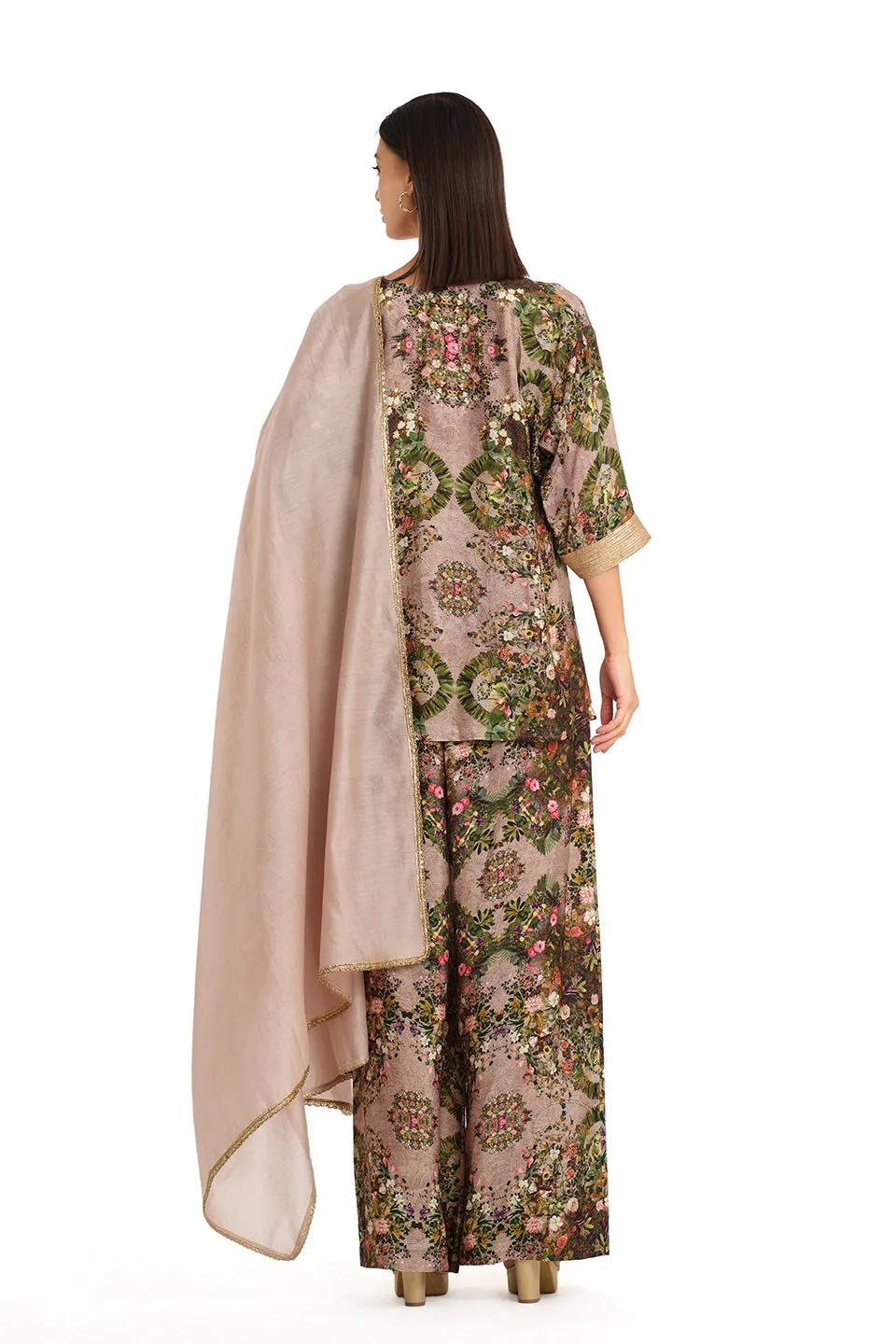 Botanial print short tunic set