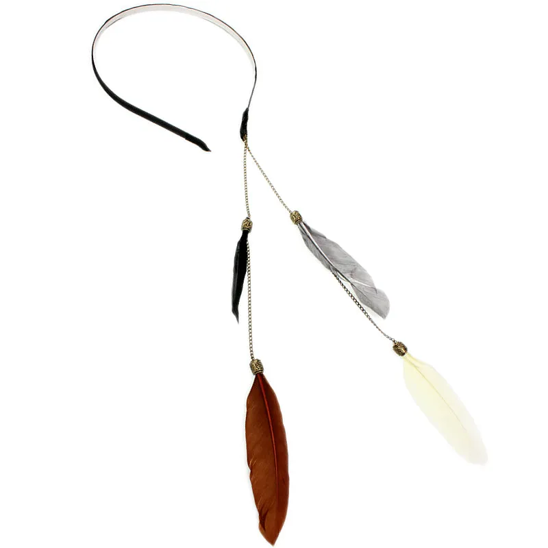 Brown Chain Feather Headband
