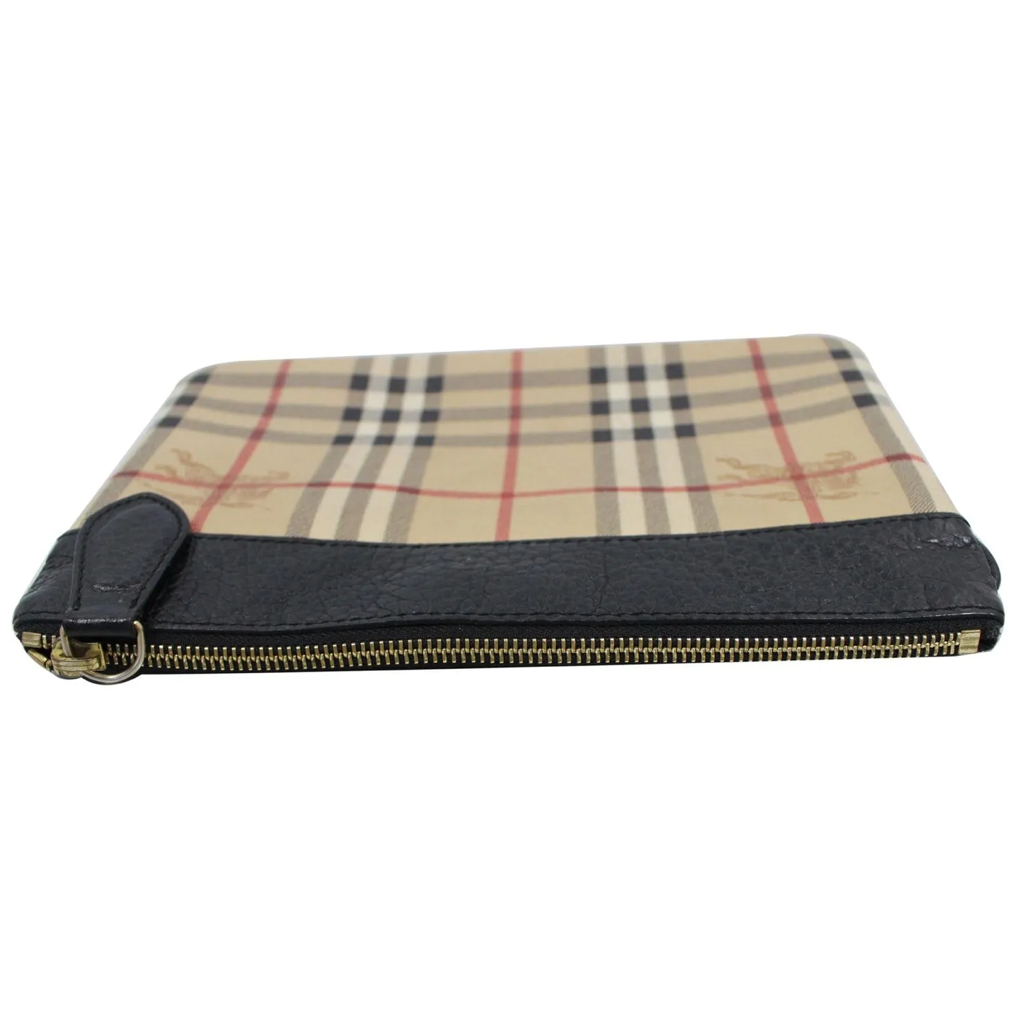 BURBERRY Nova Vintage Check Leather Zippy Pouch Beige