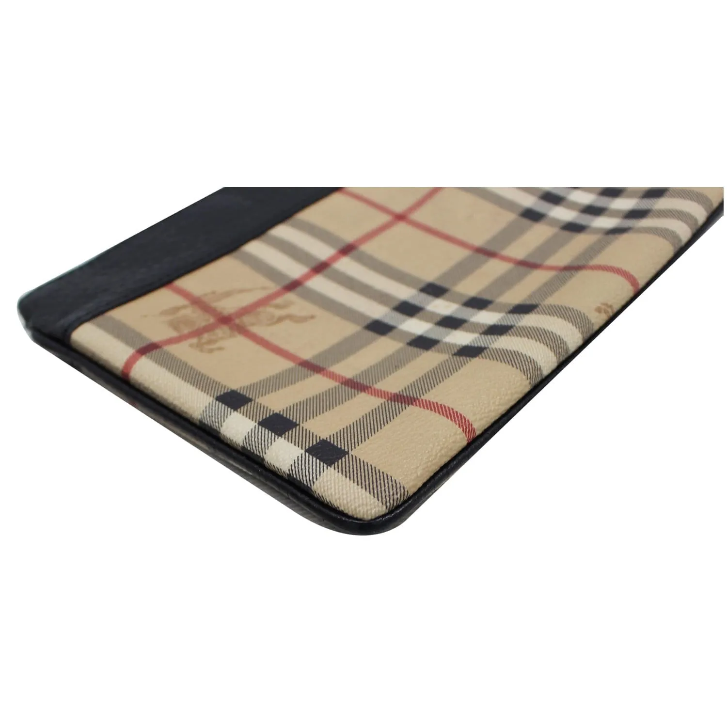 BURBERRY Nova Vintage Check Leather Zippy Pouch Beige
