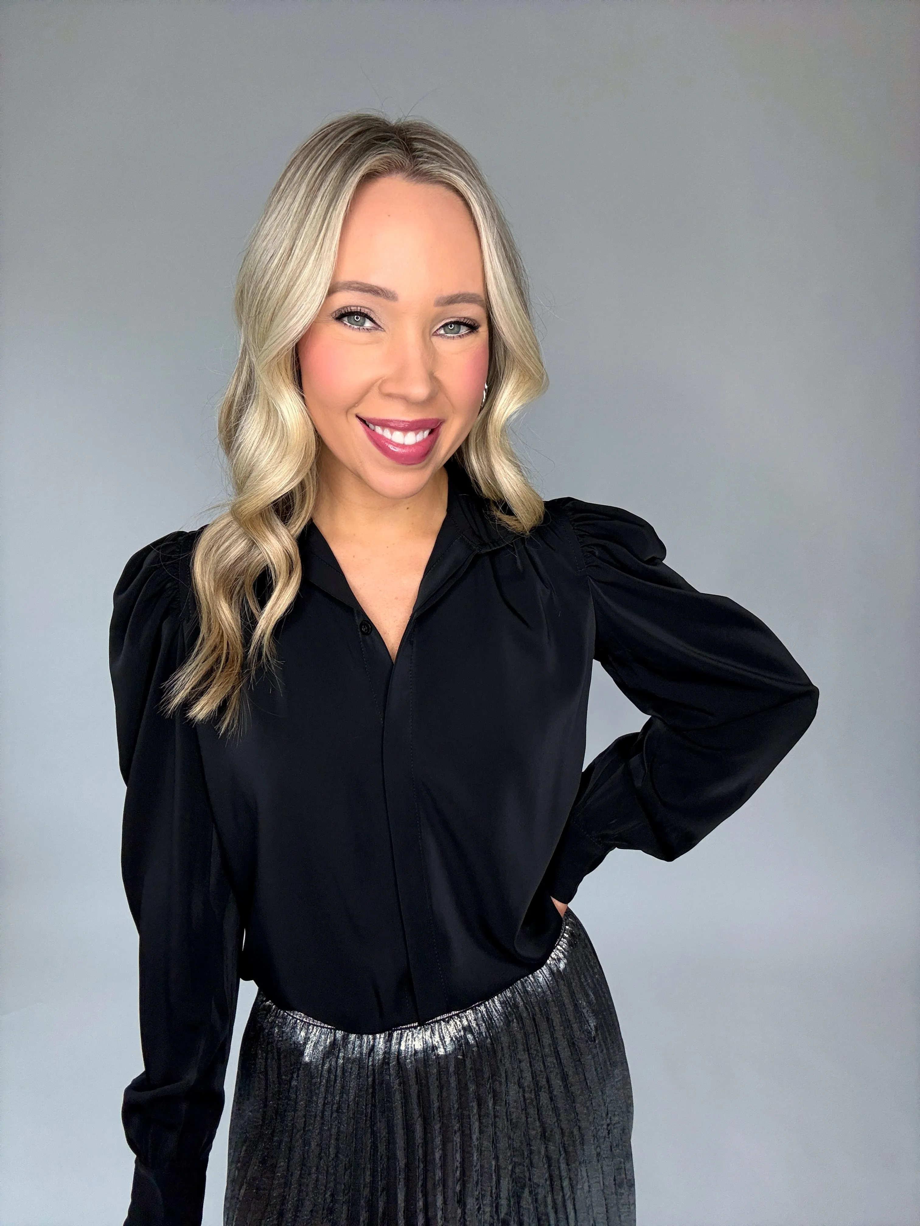 Cate Long Sleeve Ruched Blouse