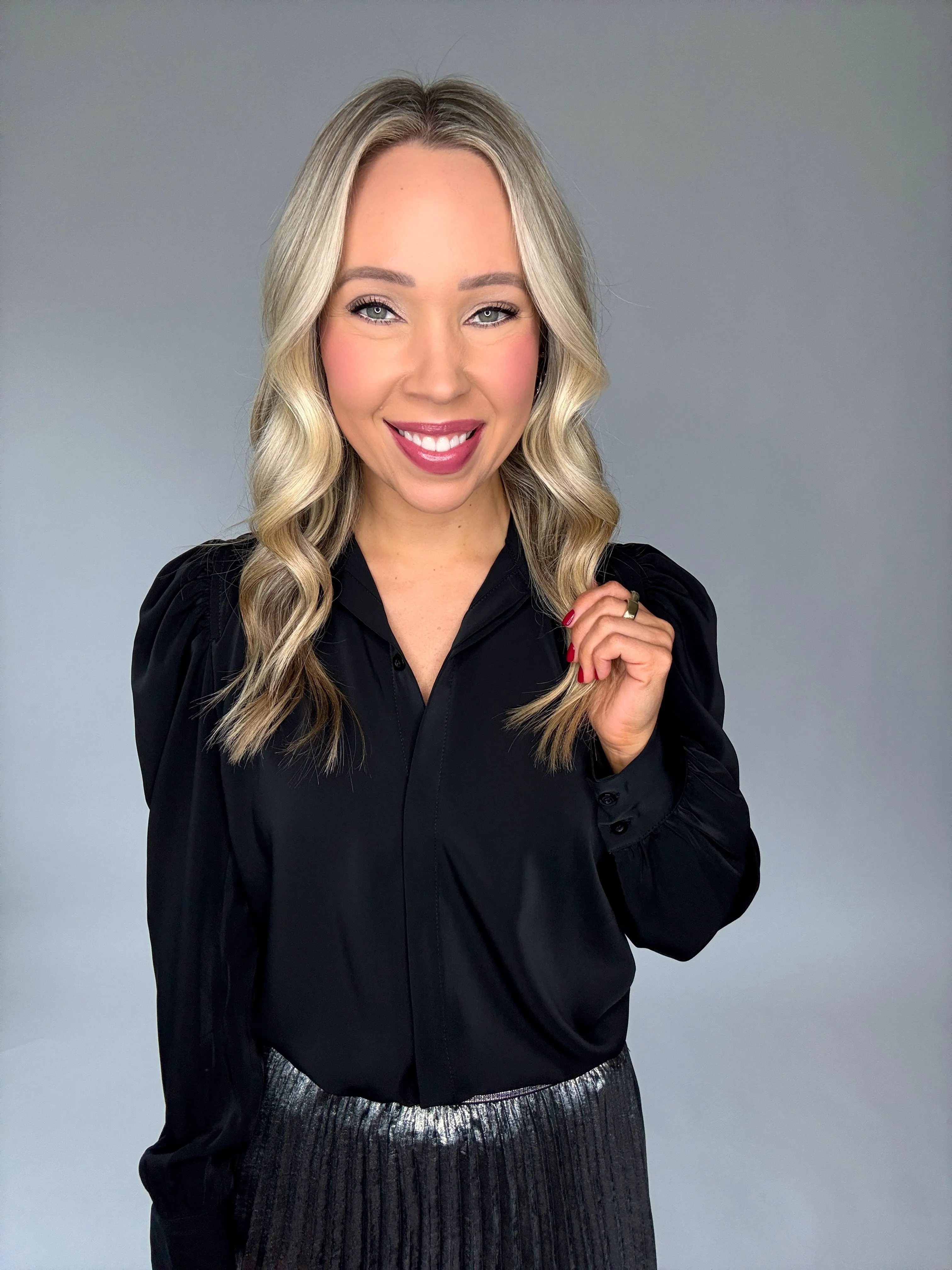 Cate Long Sleeve Ruched Blouse