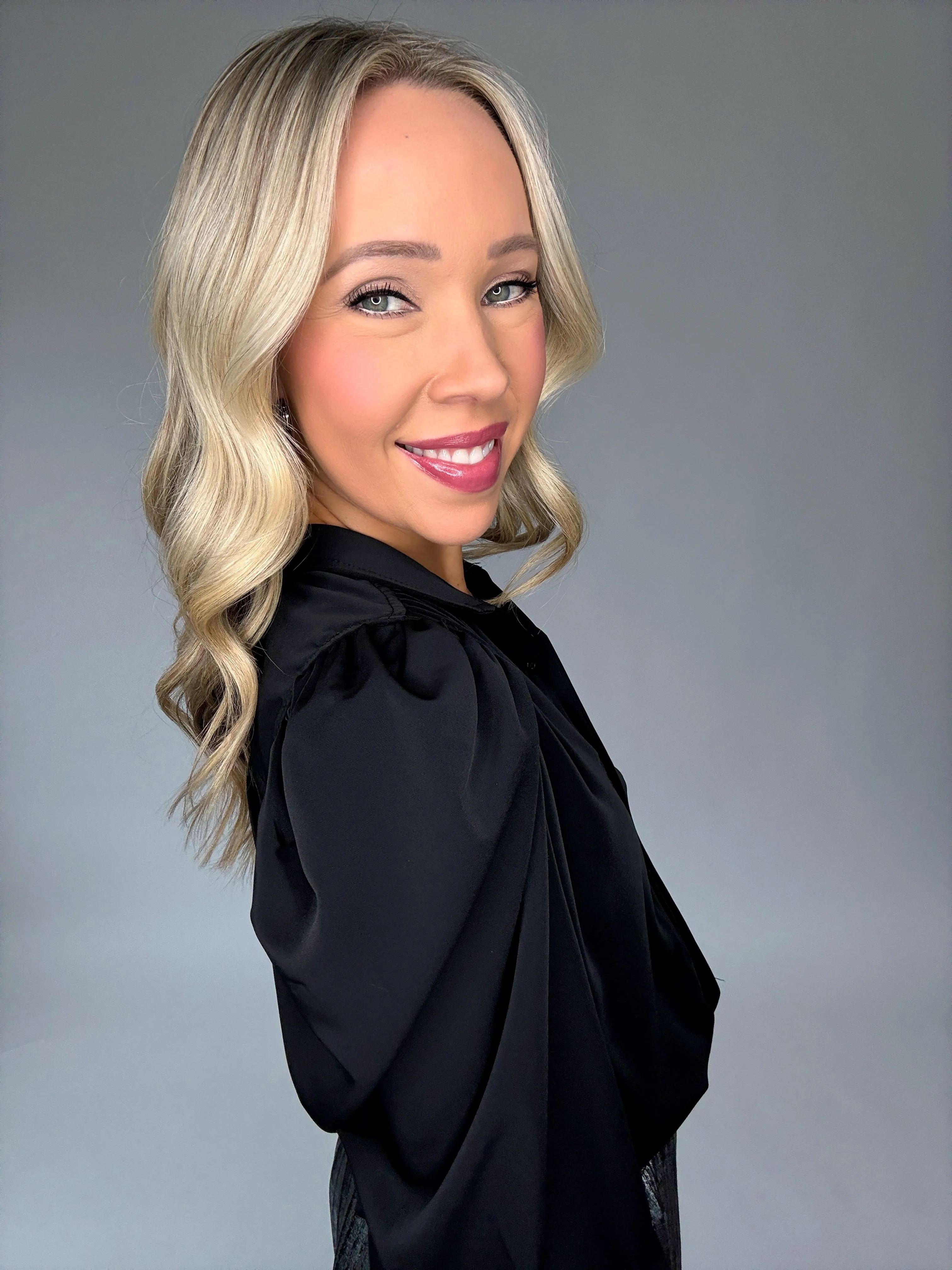 Cate Long Sleeve Ruched Blouse