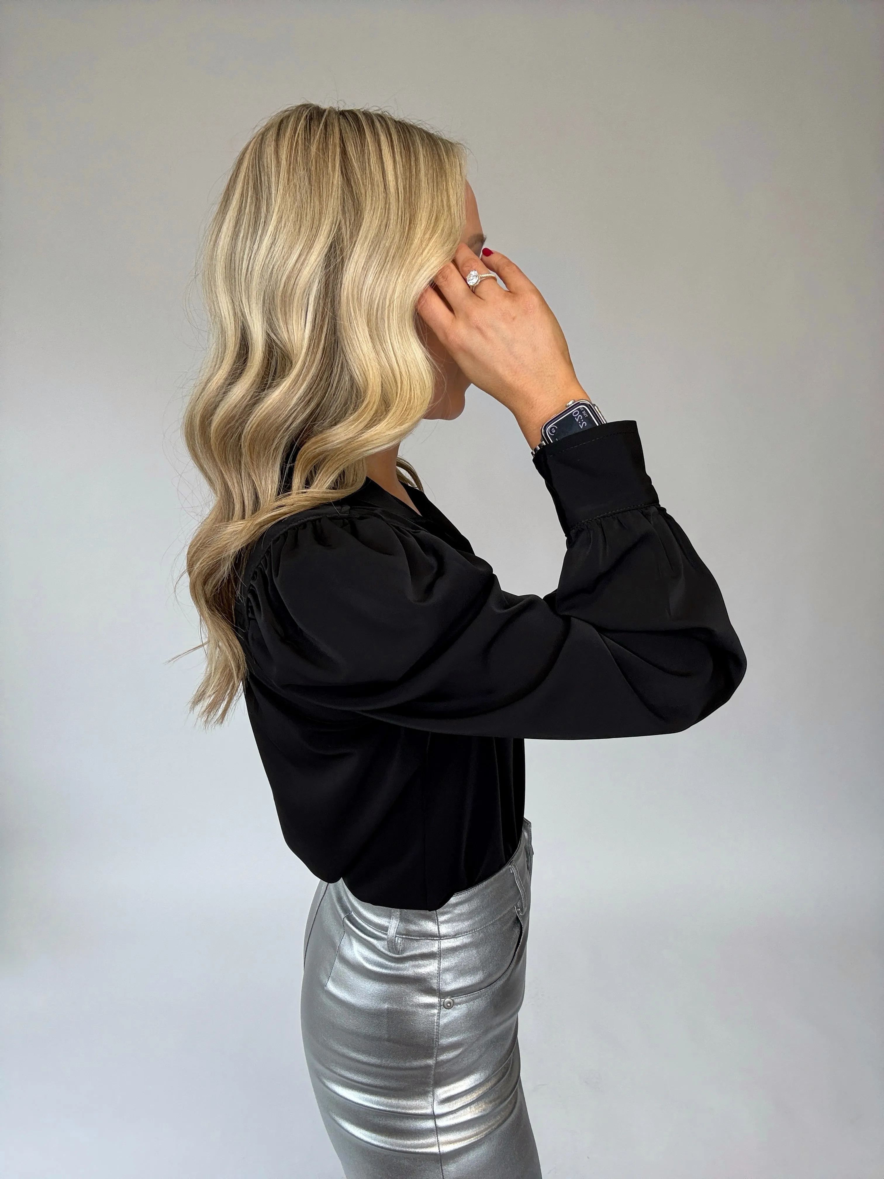 Cate Long Sleeve Ruched Blouse
