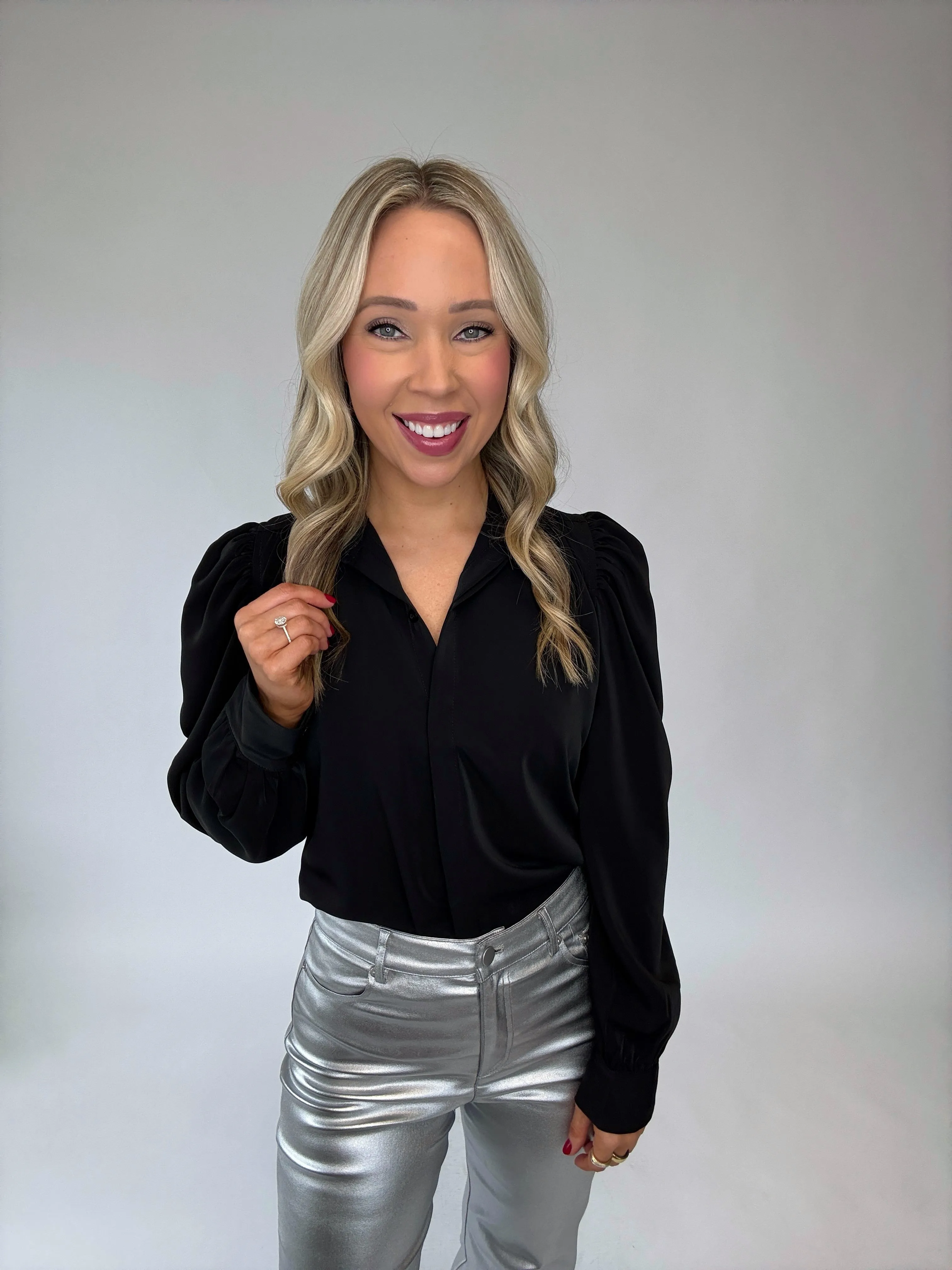 Cate Long Sleeve Ruched Blouse