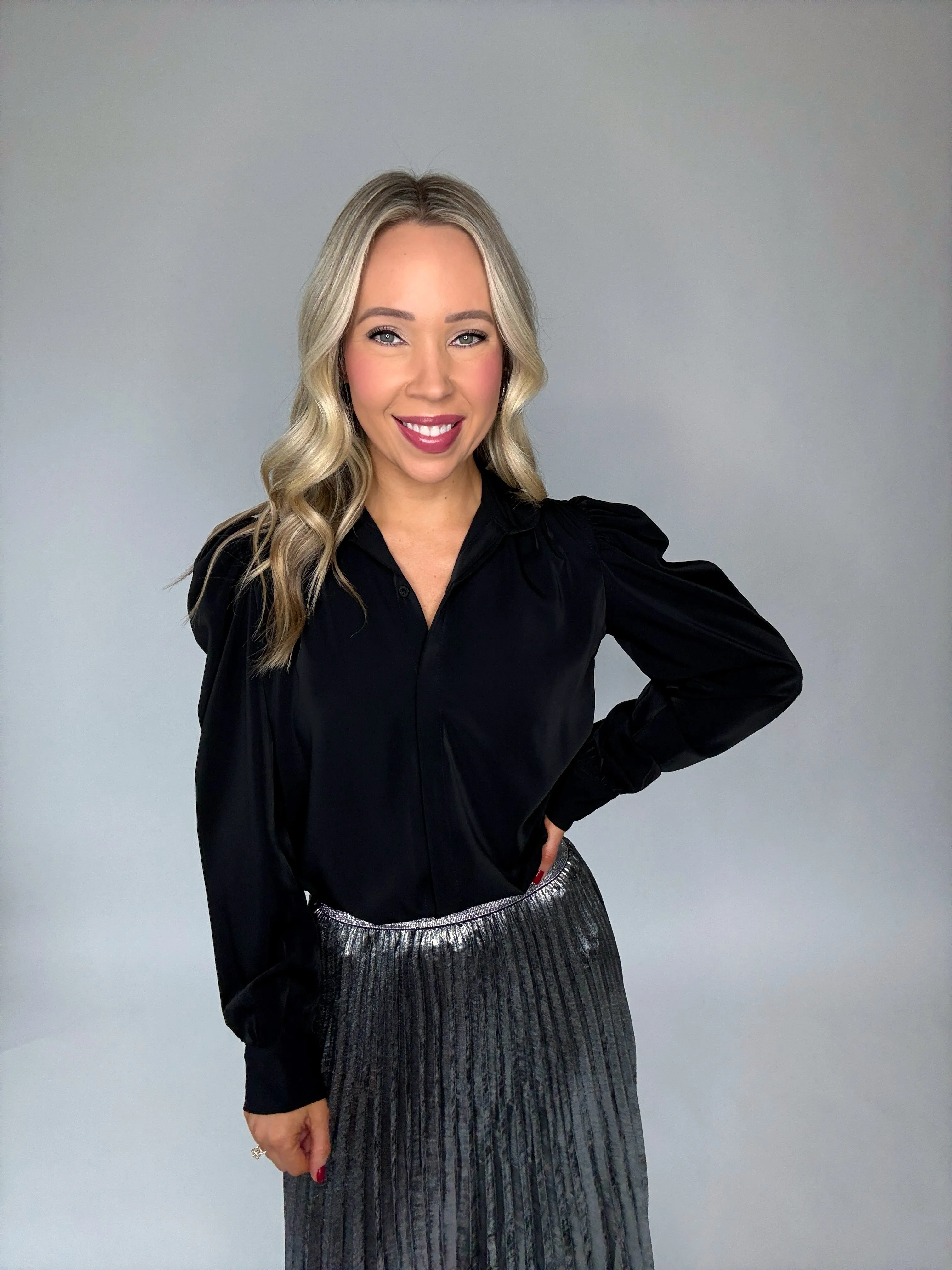 Cate Long Sleeve Ruched Blouse