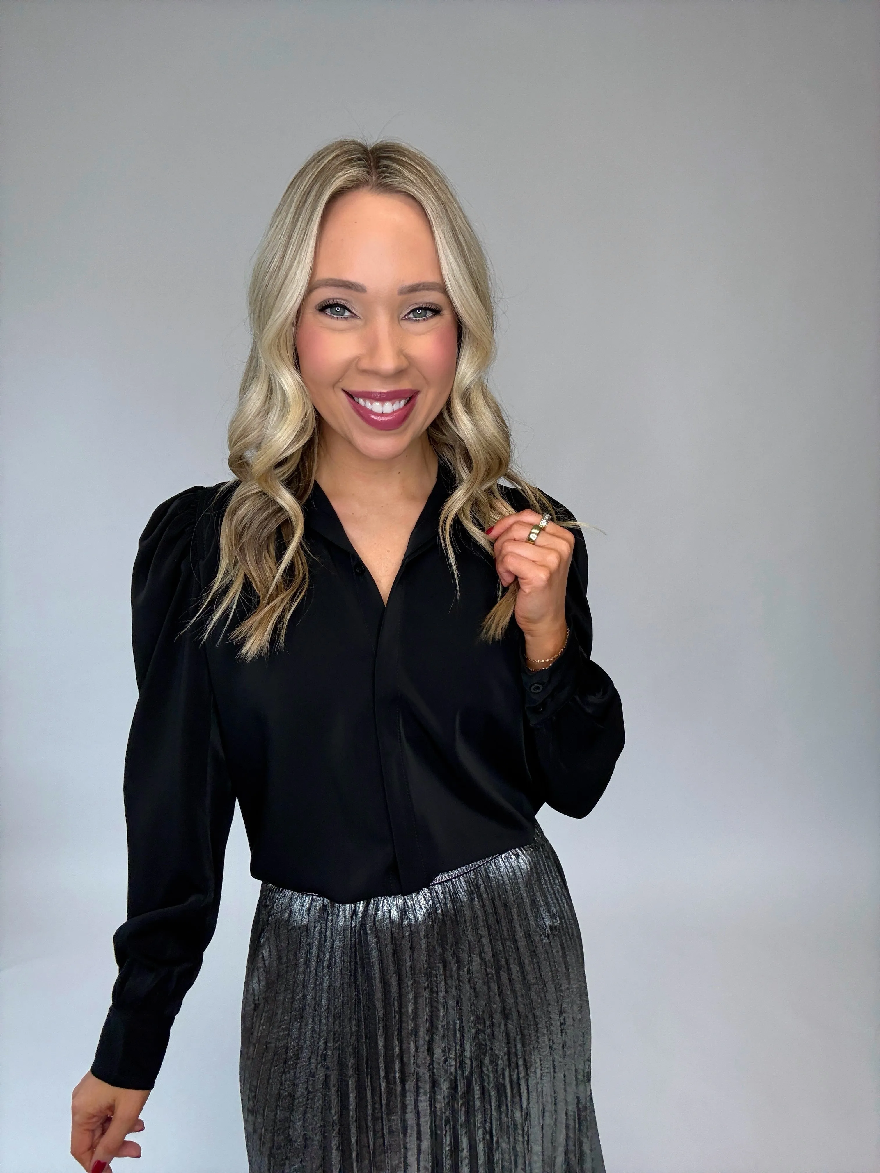 Cate Long Sleeve Ruched Blouse