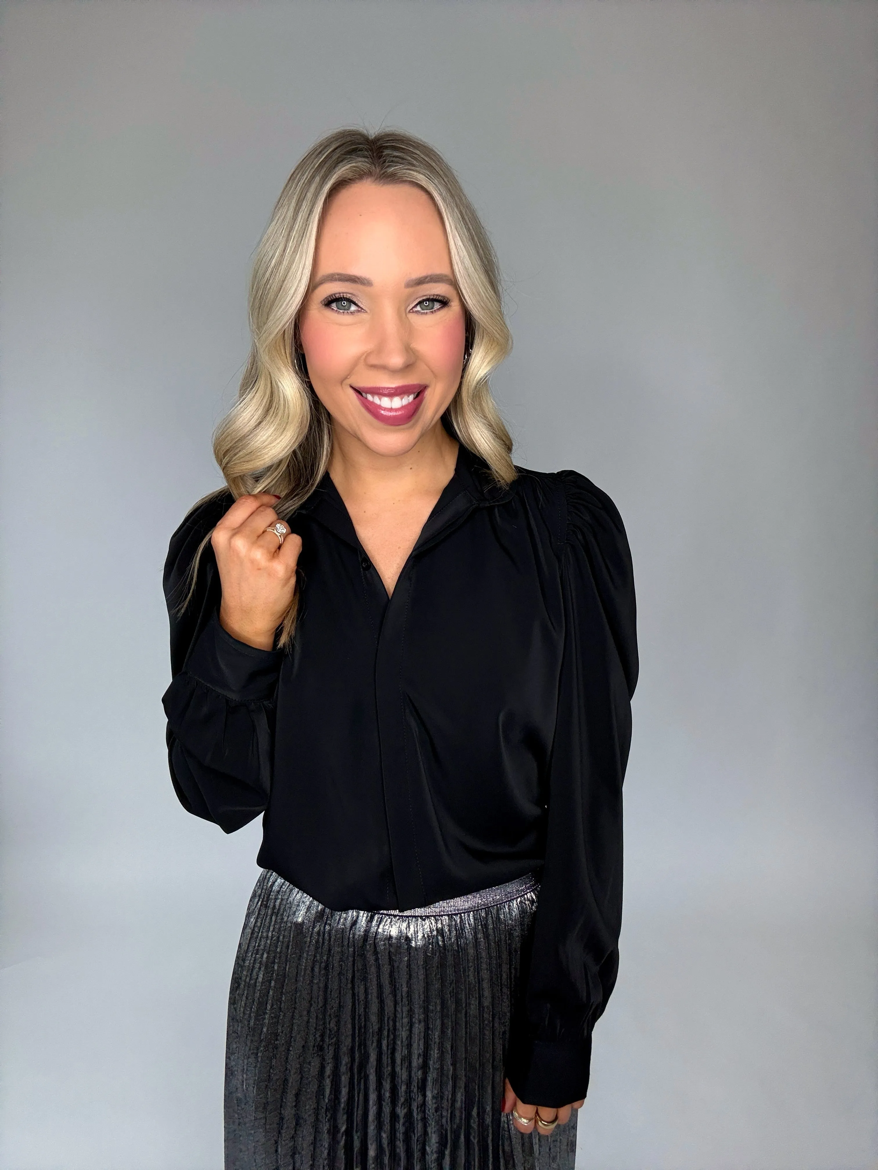 Cate Long Sleeve Ruched Blouse