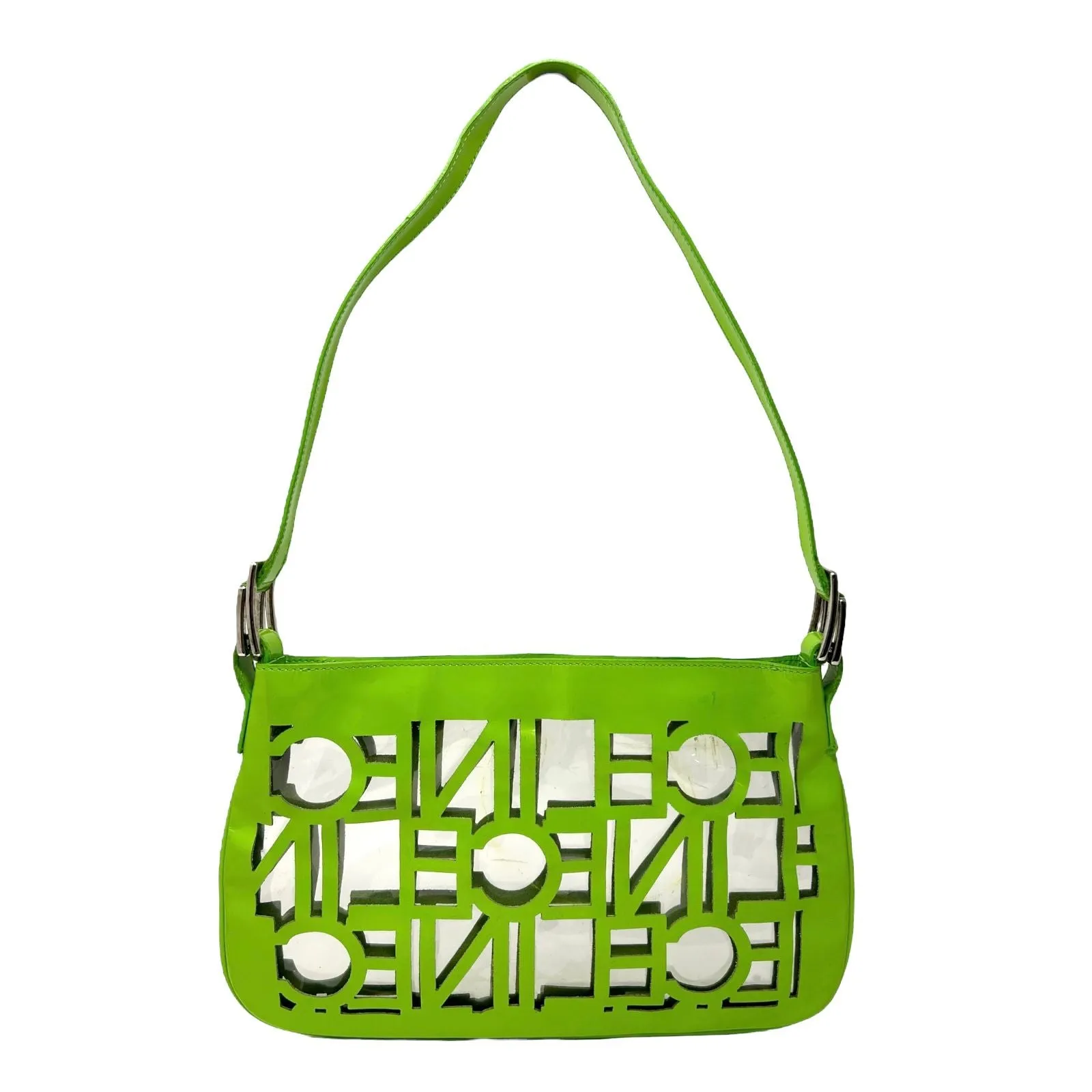 Celine Green Cut Out Logo Shoulder Bag